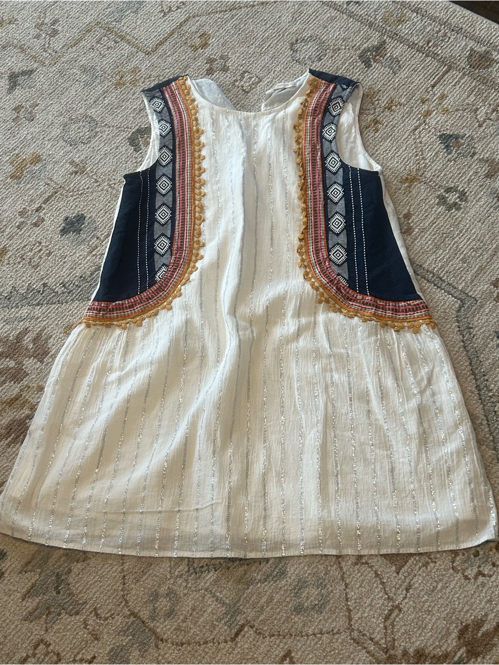 Altar'd State White Embroidered Sequin Accent Top